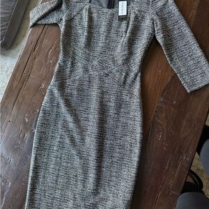 Classic Black & White Knit Sheath Dress